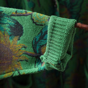 Buddha Stones Sunflower Mid-length Buttons Women's Long Sleeve Knitted Cardigan Sweater With Pockets - image 10