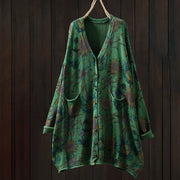 Buddha Stones Sunflower Mid-length Buttons Women's Long Sleeve Knitted Cardigan Sweater With Pockets - image 1