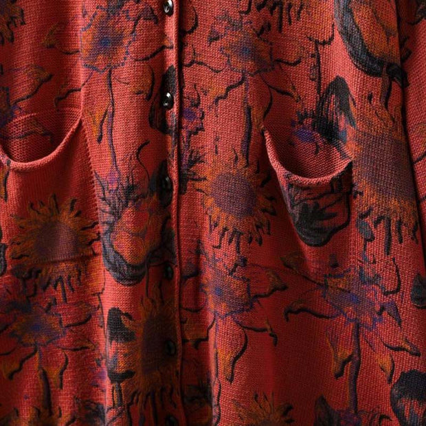 Buddha Stones Sunflower Mid-length Buttons Women's Long Sleeve Knitted Cardigan Sweater With Pockets - image 14