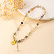 Buddha Stones Colorful Rutilated Quartz Copper Auspiciousness Double-layered Bracelet - image 2