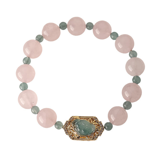 Buddha Stones Rose Quartz Jade Caring Kindness Bracelet - image 4