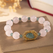 Buddha Stones Rose Quartz Jade Caring Kindness Bracelet - Rose Quartz(Wrist Circumference: 15-16cm) - image 0