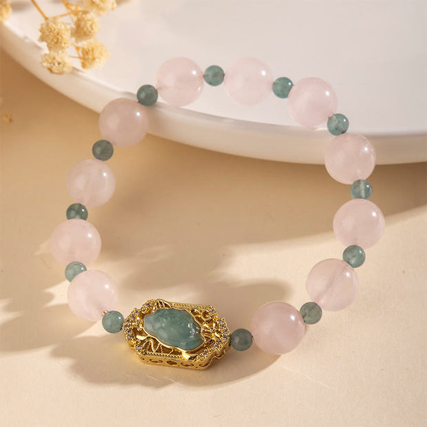 Buddha Stones Rose Quartz Jade Caring Kindness Bracelet - image 2