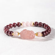 Buddha Stones Garnet Rose Quartz Strawberry Quartz Pixiu Lucky Bracelet - image 3