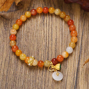 Buddha Stones Peace Buckle Golden Silk Jade Ward off evil spirits Bracelet - Golden Silk Jade(Wrist Circumference: 15-16cm) - image 0