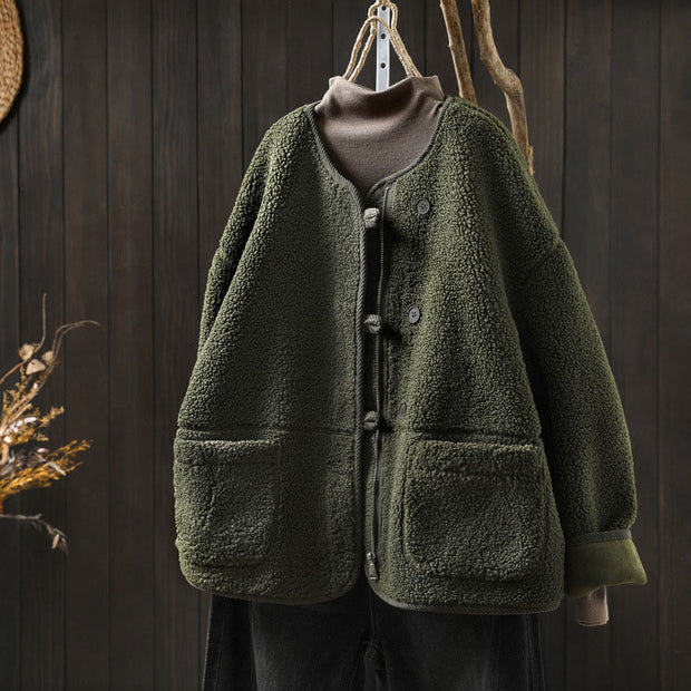 Buddha Stones Winter Zipper Buttons Long Sleeve Thermal Warm Cotton Women's Jacket With Pockets - Green - US4-6，UK/AU8-10，EU36-38 (F) - image 19