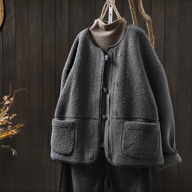Buddha Stones Winter Zipper Buttons Long Sleeve Thermal Warm Cotton Women's Jacket With Pockets - Gray - US4-6，UK/AU8-10，EU36-38 (F) - image 23