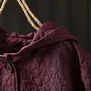 Buddha Stones Fall Buttons Long Sleeve Mid-length Jacquard Cotton Women's Jacket With Pockets - image 5