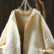 Buddha Stones Fall Buttons Long Sleeve Mid-length Jacquard Cotton Women's Jacket With Pockets - image 14