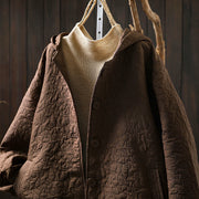 Buddha Stones Fall Buttons Long Sleeve Mid-length Jacquard Cotton Women's Jacket With Pockets - image 12