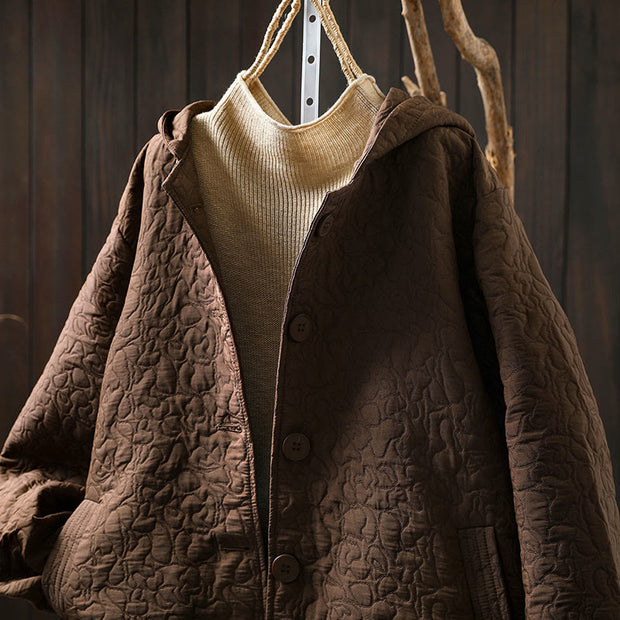 Buddha Stones Fall Buttons Long Sleeve Mid-length Jacquard Cotton Women's Jacket With Pockets - image 12