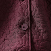 Buddha Stones Fall Buttons Long Sleeve Mid-length Jacquard Cotton Women's Jacket With Pockets - image 7