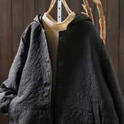 Buddha Stones Fall Buttons Long Sleeve Mid-length Jacquard Cotton Women's Jacket With Pockets - image 18