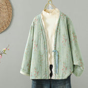 Buddha Stones Winter Lace Patchwork Long Sleeve Cotton Women's Thermal Jacket With Pockets - image 16