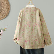 Buddha Stones Winter Lace Patchwork Long Sleeve Cotton Women's Thermal Jacket With Pockets - image 3