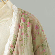 Buddha Stones Winter Lace Patchwork Long Sleeve Cotton Women's Thermal Jacket With Pockets - image 6