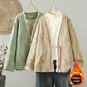 Buddha Stones Winter Lace Patchwork Long Sleeve Cotton Women's Thermal Jacket With Pockets - image 21