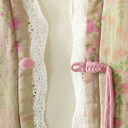 Buddha Stones Winter Lace Patchwork Long Sleeve Cotton Women's Thermal Jacket With Pockets - image 7