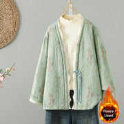 Buddha Stones Winter Lace Patchwork Long Sleeve Cotton Women's Thermal Jacket With Pockets - MediumAquamarine - US14，UK/AU18，EU46 (2XL) - image 15