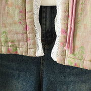 Buddha Stones Winter Lace Patchwork Long Sleeve Cotton Women's Thermal Jacket With Pockets - image 13