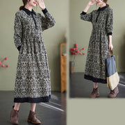 Buddha Stones Ethnic Printed Drawstring Long Sleeve Cotton Midi Dress With Pockets - image 3