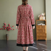 Buddha Stones Ethnic Printed Drawstring Long Sleeve Cotton Midi Dress With Pockets - image 6
