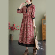 Buddha Stones Ethnic Printed Drawstring Long Sleeve Cotton Midi Dress With Pockets - image 8