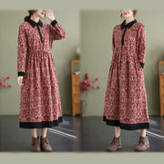 Buddha Stones Ethnic Printed Drawstring Long Sleeve Cotton Midi Dress With Pockets - image 9
