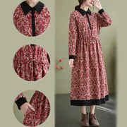 Buddha Stones Ethnic Printed Drawstring Long Sleeve Cotton Midi Dress With Pockets - image 10