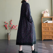 Buddha Stones Ethnic Printed Drawstring Long Sleeve Cotton Midi Dress With Pockets - image 26