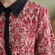 Buddha Stones Ethnic Printed Drawstring Long Sleeve Cotton Midi Dress With Pockets - image 13