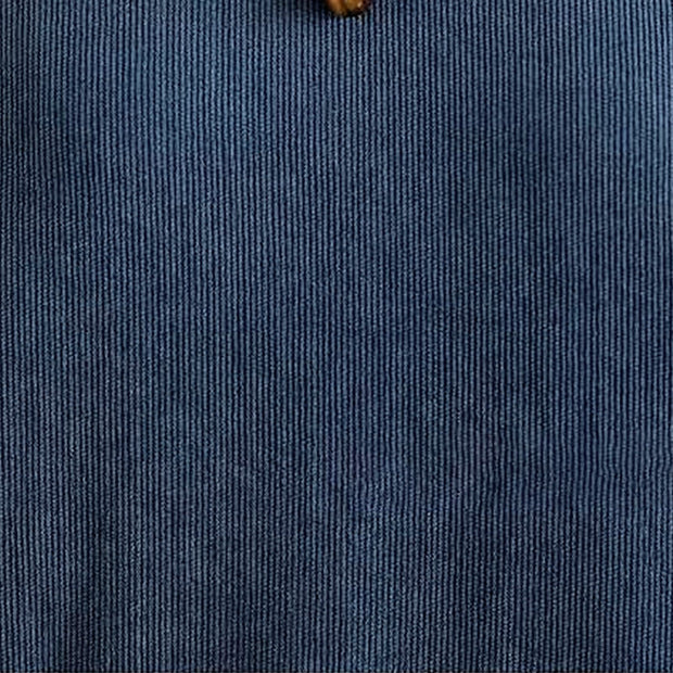 Buddha Stones Fall Plain DarkBlue Long Sleeve Corduroy Midi Dress With Pockets - image 9