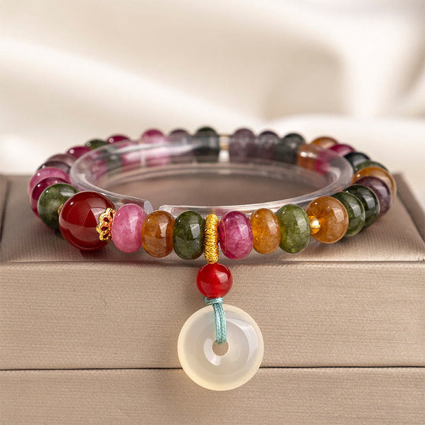 Buddha Stones Peace Buckle Tourmaline Chalcedony Love Bracelet - Tourmaline(Wrist Circumference: 16-17cm) - image 0