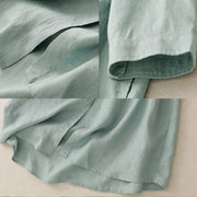 Buddha Stones Fall Commute Plain Buttons Design Long Sleeve Cotton Midi Dress With Pockets - image 8