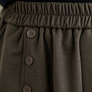 Buddha Stones Women's Winter Pure Color Cotton 7-8 Length Elastic Waistband Skirt With Pockets - image 6