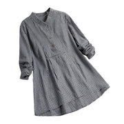 Buddha Stones Women's Buttons Long Sleeve Checked Pattern Shirt - Black - US16，UK/AU20，EU48 (5XL) - image 5