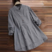 Buddha Stones Women's Buttons Long Sleeve Checked Pattern Shirt - image 6