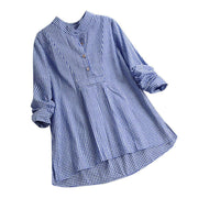 Buddha Stones Women's Buttons Long Sleeve Checked Pattern Shirt - MediumBlue - US16，UK/AU20，EU48 (5XL) - image 12