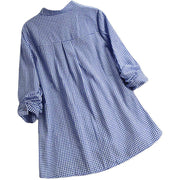 Buddha Stones Women's Buttons Long Sleeve Checked Pattern Shirt - image 13