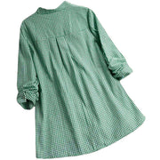 Buddha Stones Women's Buttons Long Sleeve Checked Pattern Shirt - image 9