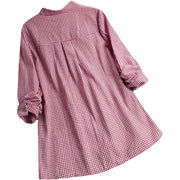 Buddha Stones Women's Buttons Long Sleeve Checked Pattern Shirt - image 2