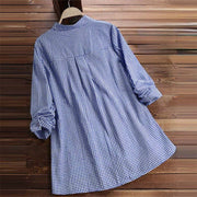 Buddha Stones Women's Buttons Long Sleeve Checked Pattern Shirt - image 15