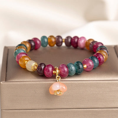 Buddha Stones Tourmaline Yanyuan Agate Peach Blossoms Love Bracelet - Tourmaline(Wrist Circumference: 16-17cm) - image 0