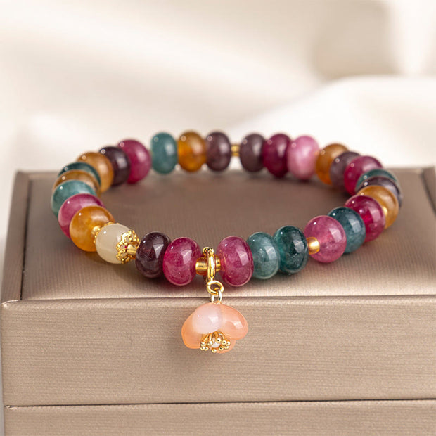 Buddha Stones Tourmaline Yanyuan Agate Peach Blossoms Love Bracelet - Tourmaline(Wrist Circumference: 16-17cm) - image 0