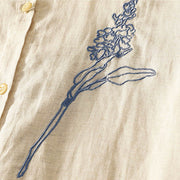 Buddha Stones Spring Embroiderd Flower Long Sleeve Women's Buttons Shirt - image 6