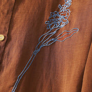 Buddha Stones Spring Embroiderd Flower Long Sleeve Women's Buttons Shirt - image 13