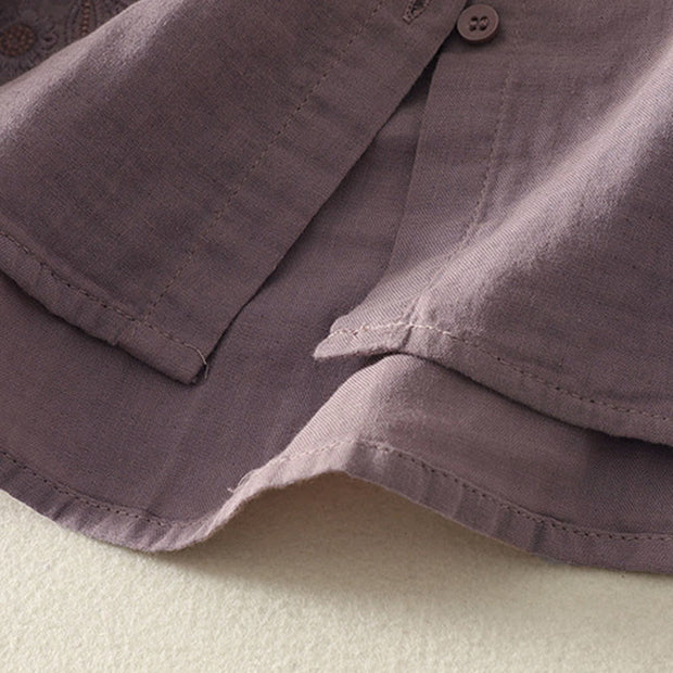 Buddha Stones Embroiderd Flower Vine Pattern Long Sleeve Women's Lapel Shirt - image 21