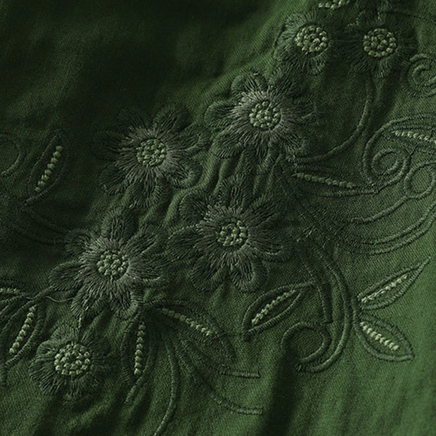 Buddha Stones Embroiderd Flower Vine Pattern Long Sleeve Women's Lapel Shirt - image 3