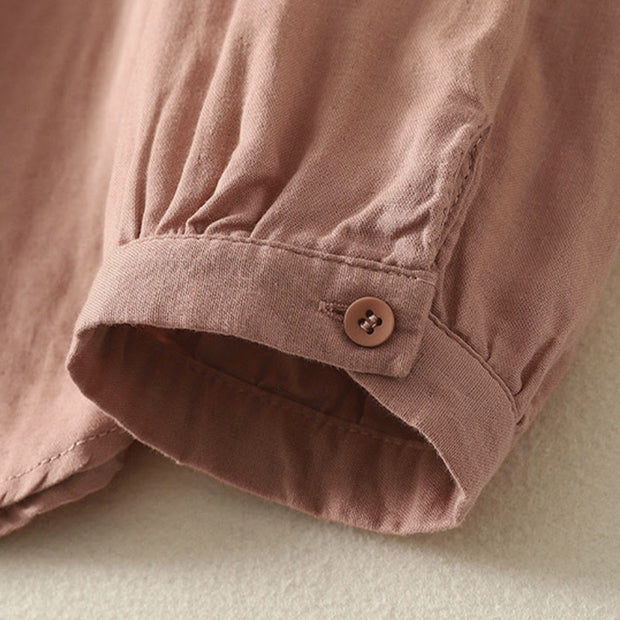 Buddha Stones Embroiderd Flower Vine Pattern Long Sleeve Women's Lapel Shirt - image 14