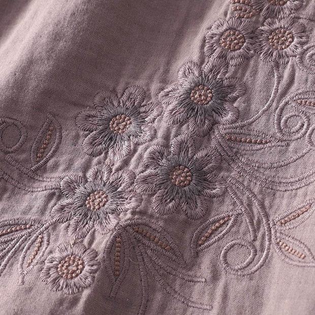 Buddha Stones Embroiderd Flower Vine Pattern Long Sleeve Women's Lapel Shirt - image 19